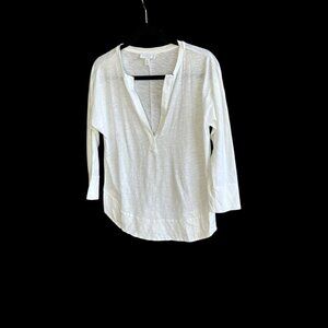 White Label The White Company Split Neck White Organic Cotton Tunic Tee Size 2